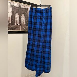 Lip Service Blue and Black Plaid Maxi Skirt